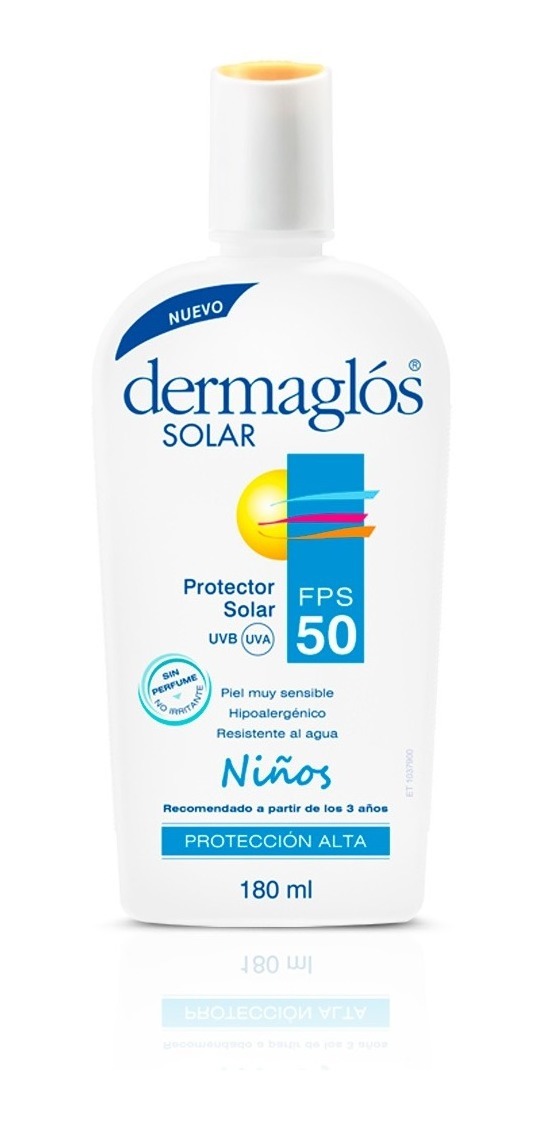 DERMAGLOS PROTECTOR SOLAR NIÑOS EMULSIÓN FPS 50 X 180 ML.